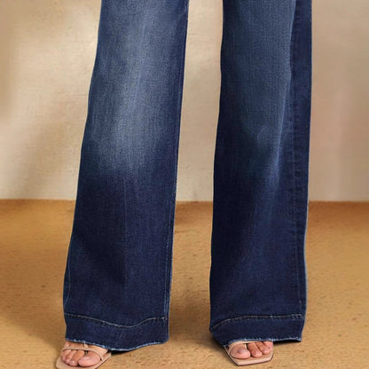 Damen Weite Jeans Verstellbarer Bund Trendiges Design Norvielle