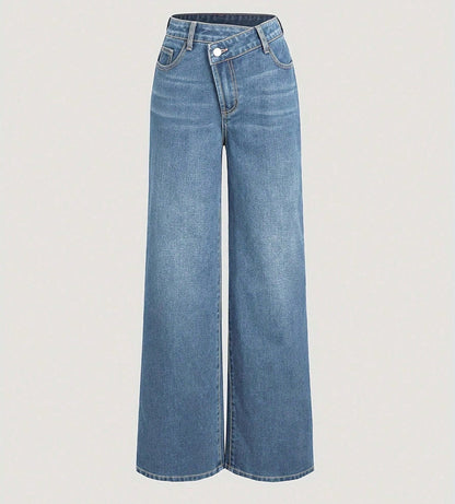 Damen Wide-Leg Jeans Gerader Schnitt Modern Schwarz - Norvielle