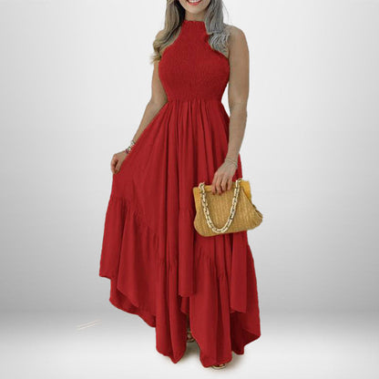 Damen Maxikleid Hochgeschlossen Voluminöser Rock Norvielle