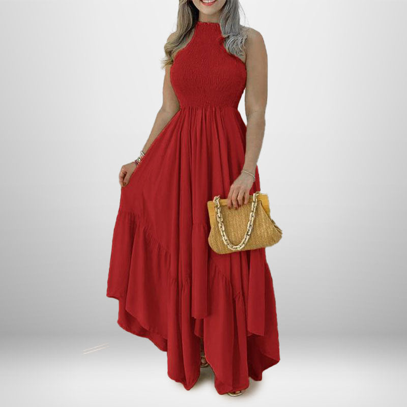 Damen Maxikleid Hochgeschlossener Kragen Fließender Rock Norvielle