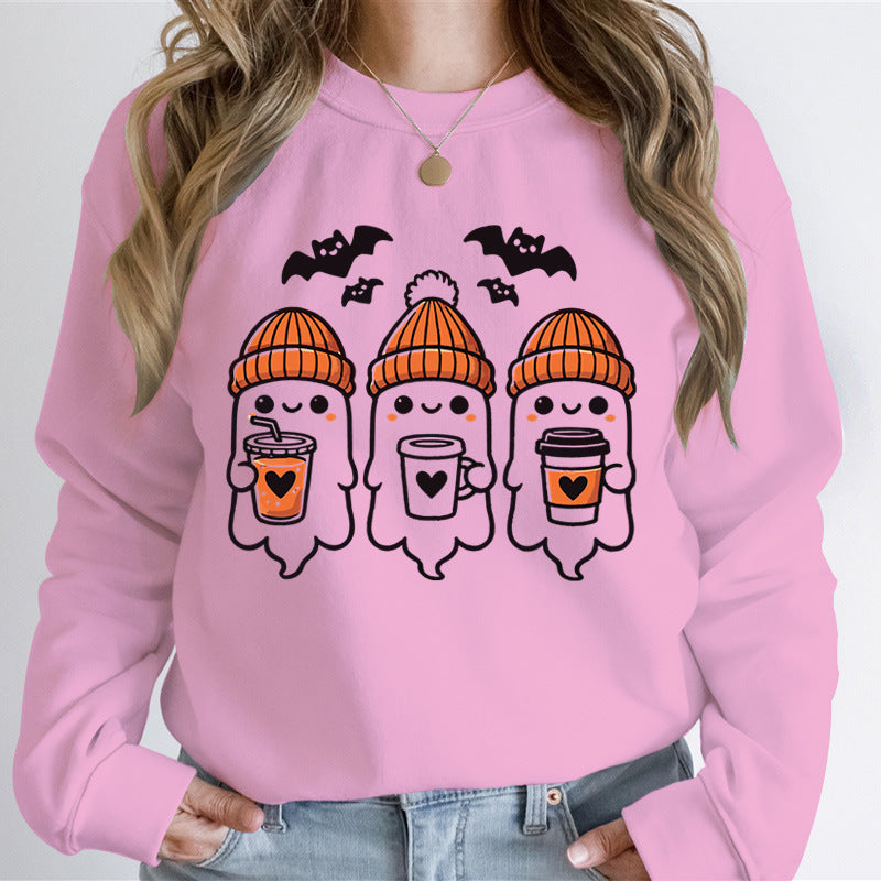 Damen Sweatshirt Gespenster-Design Gemütlich Grün