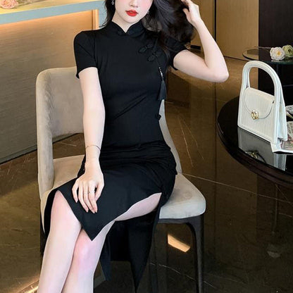 Damen Bodycon-Kleid Kurzärmelig Hochschlitz Norvielle