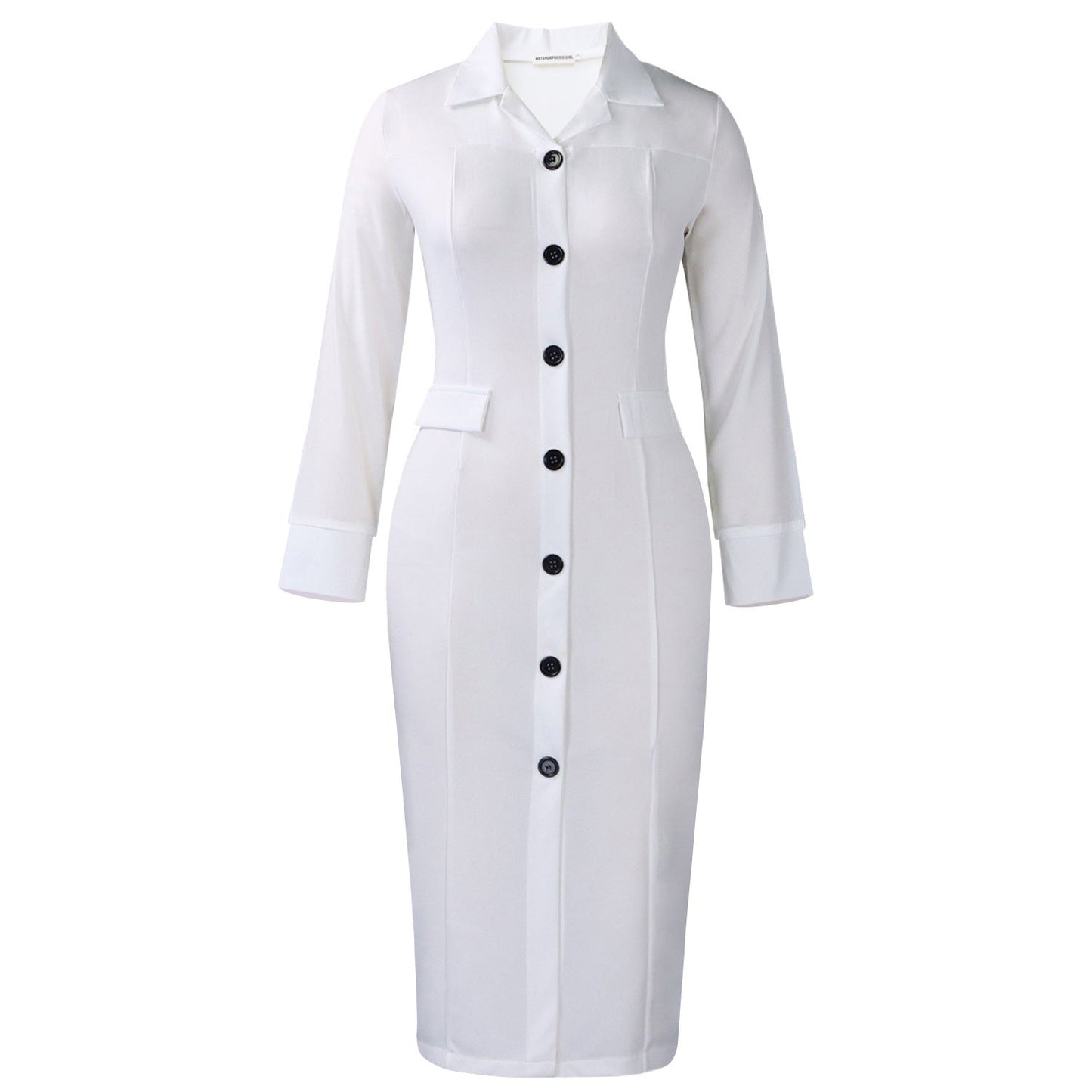 Damen Hemdkleid mit Knopfleiste und langen Ärmeln