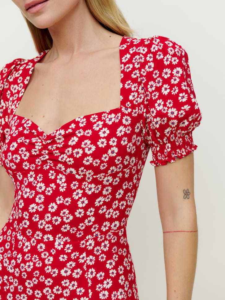 Damen Maxikleid mit Volantärmeln und seitlichem Schlitz