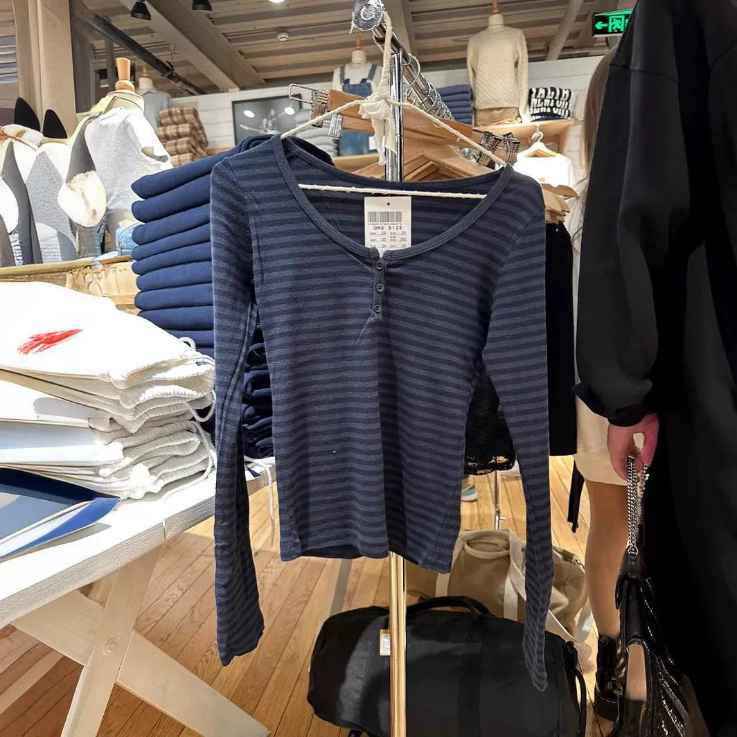 Damen Langarmshirt feine Streifen Norvielle