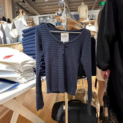 Damen Langarmshirt feine Streifen Norvielle