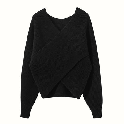 Damen Wickelpullover Modernes Strukturdesign Norvielle