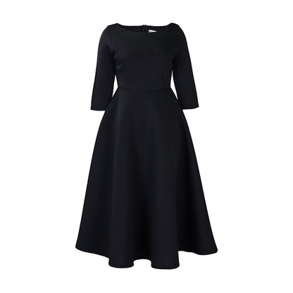Damen A-Linien Kleid Rundhalsausschnitt Schwingender Rock