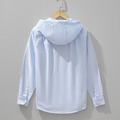 Linen Hoodie Kapuze Reißverschluss Beige