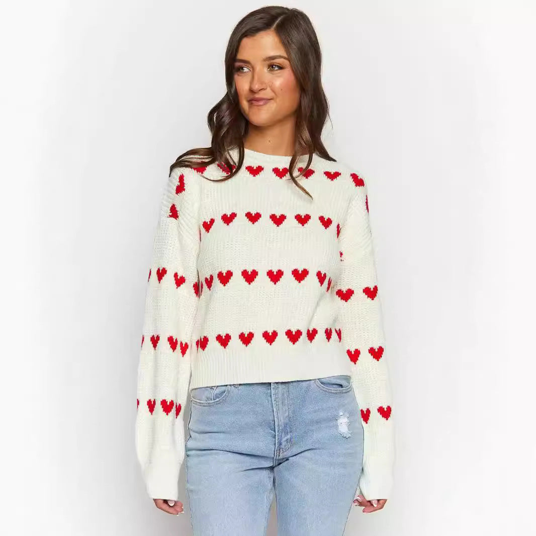 Damen Herzpullover Weiches Strickmuster Norvielle