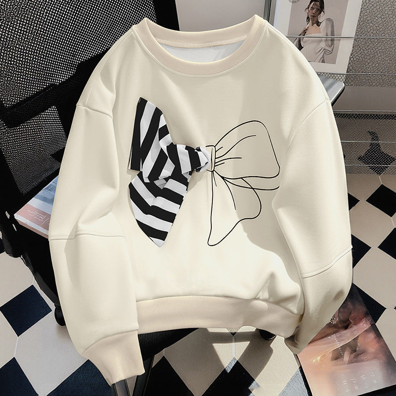 Damen Sweatshirt Schleifenmuster Moderner Schnitt Norvielle