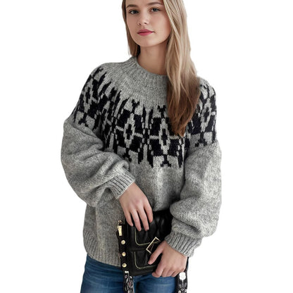 Damen Pullover Norweger Muster Norvielle