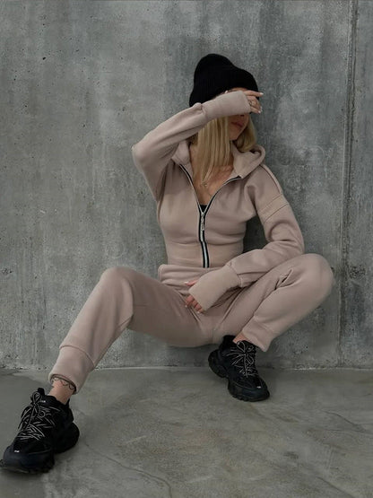 Damen Sportlicher Jumpsuit Reißverschluss Hochkragen Norvielle