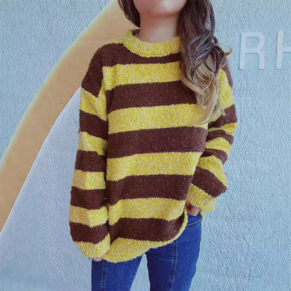 Damen Strickpullover Weiches Material Lässiger Schnitt Streifen