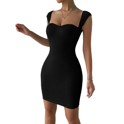 Damen Minikleid Herzförmiger Ausschnitt Elastisch