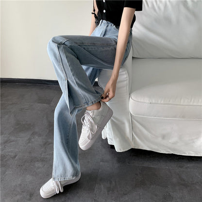 Damen Weite Jeans Mit Seitenschlitzen Norvielle