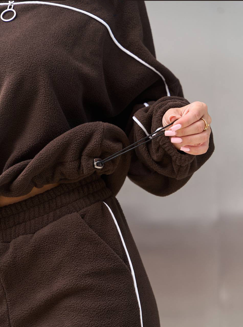 Damen Fleece-Sportanzug Hochkragen Reißverschluss Norvielle