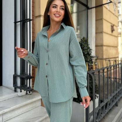 Damen Kombination Bluse Hosen Norvielle