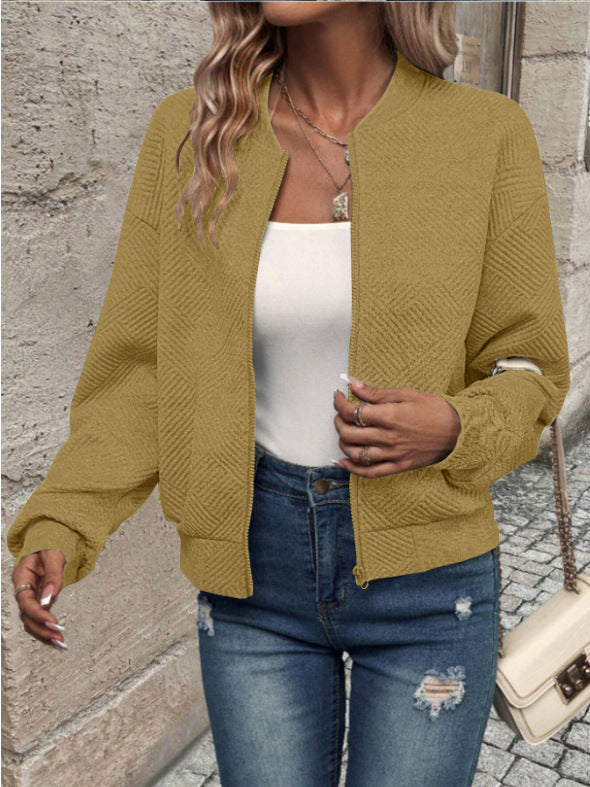 Damen Sweatjacke Strukturiert Reißverschluss Norvielle