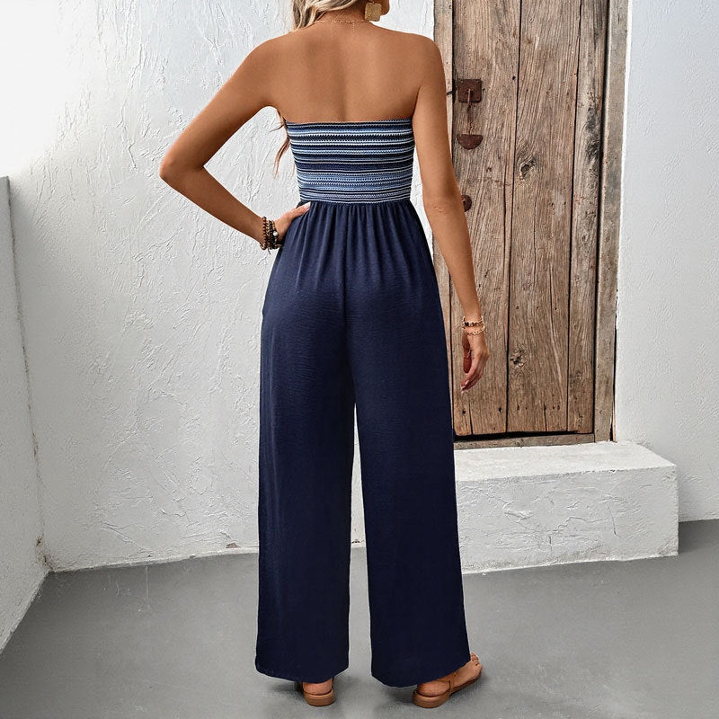 Damen Jumpsuit Weites Bein Elastisch Norvielle