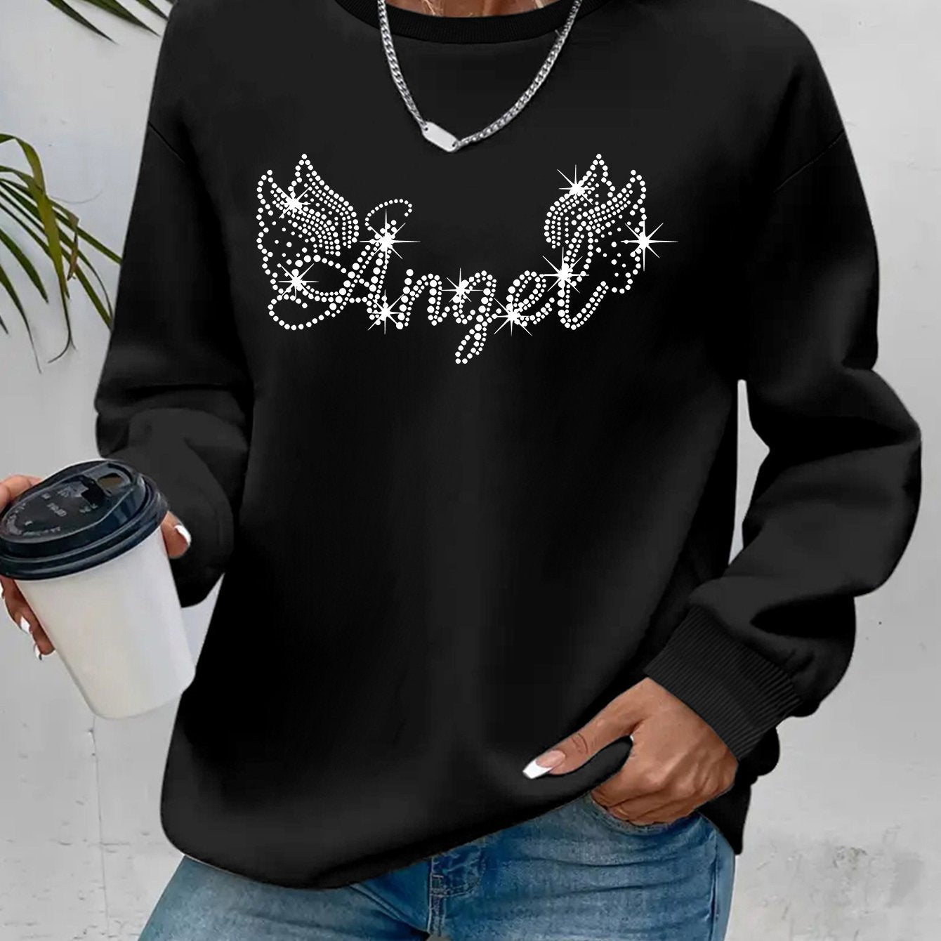 Damen Sweatshirt Glitzernd Lässig Norvielle