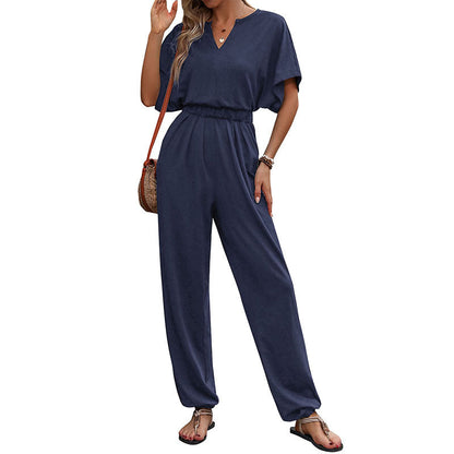 Damen Jumpsuit Weites Bein Komfort Taillengürtel Norvielle