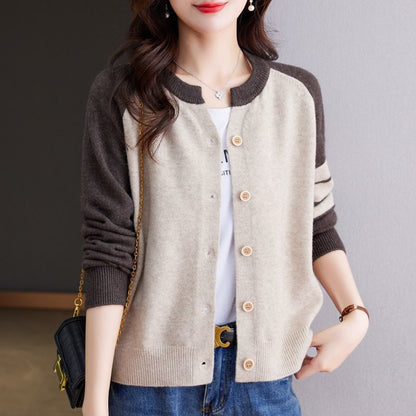 Damen Cardigan Farbkontrast Knopfdetails Norvielle