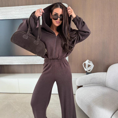 Damen Pyjama-Anzug Langbein Kapuze Norvielle