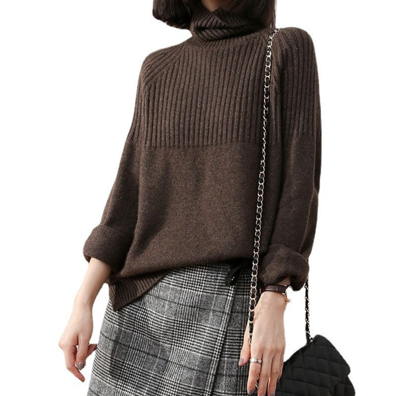 Damen Strickpullover Rippstruktur Hochgeschlossener Kragen Norvielle