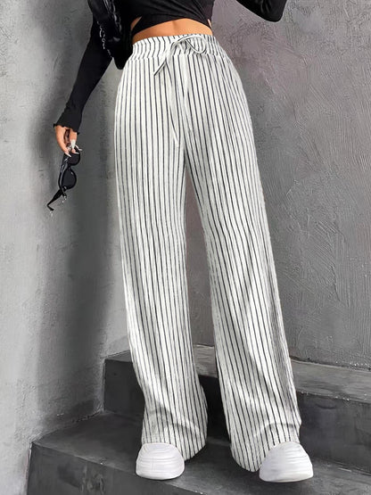 Damen Plissee-Hose Weit Elastischer Bund
