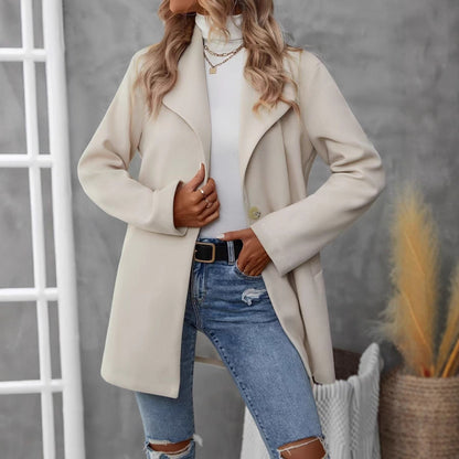 Damen Übergangsjacke Norvielle mit Knopfverschluss und großem Revers