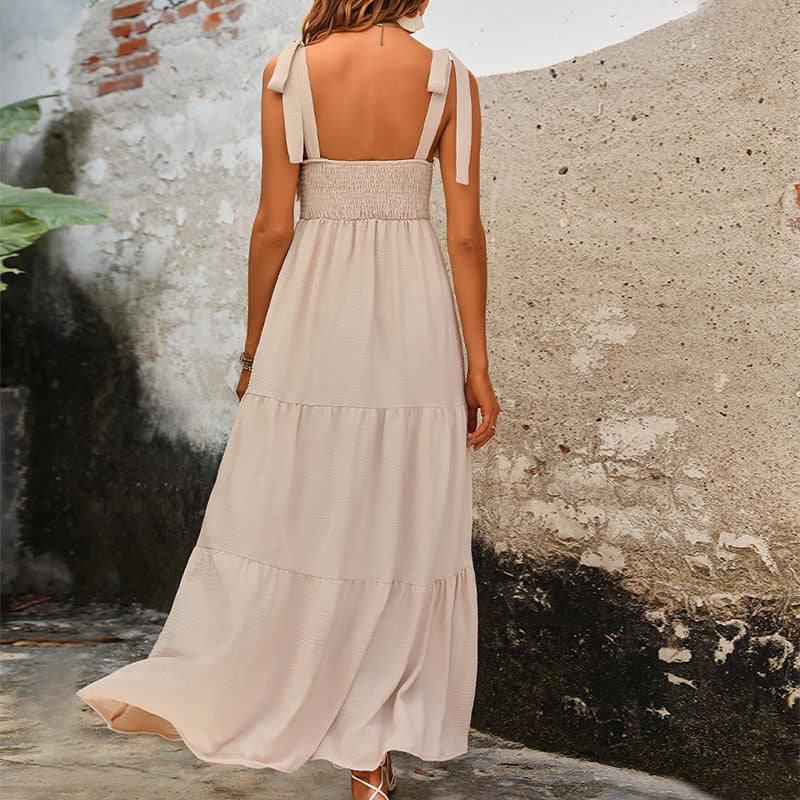 Damen Maxikleid Verstellbare Träger Rüschendetails Norvielle