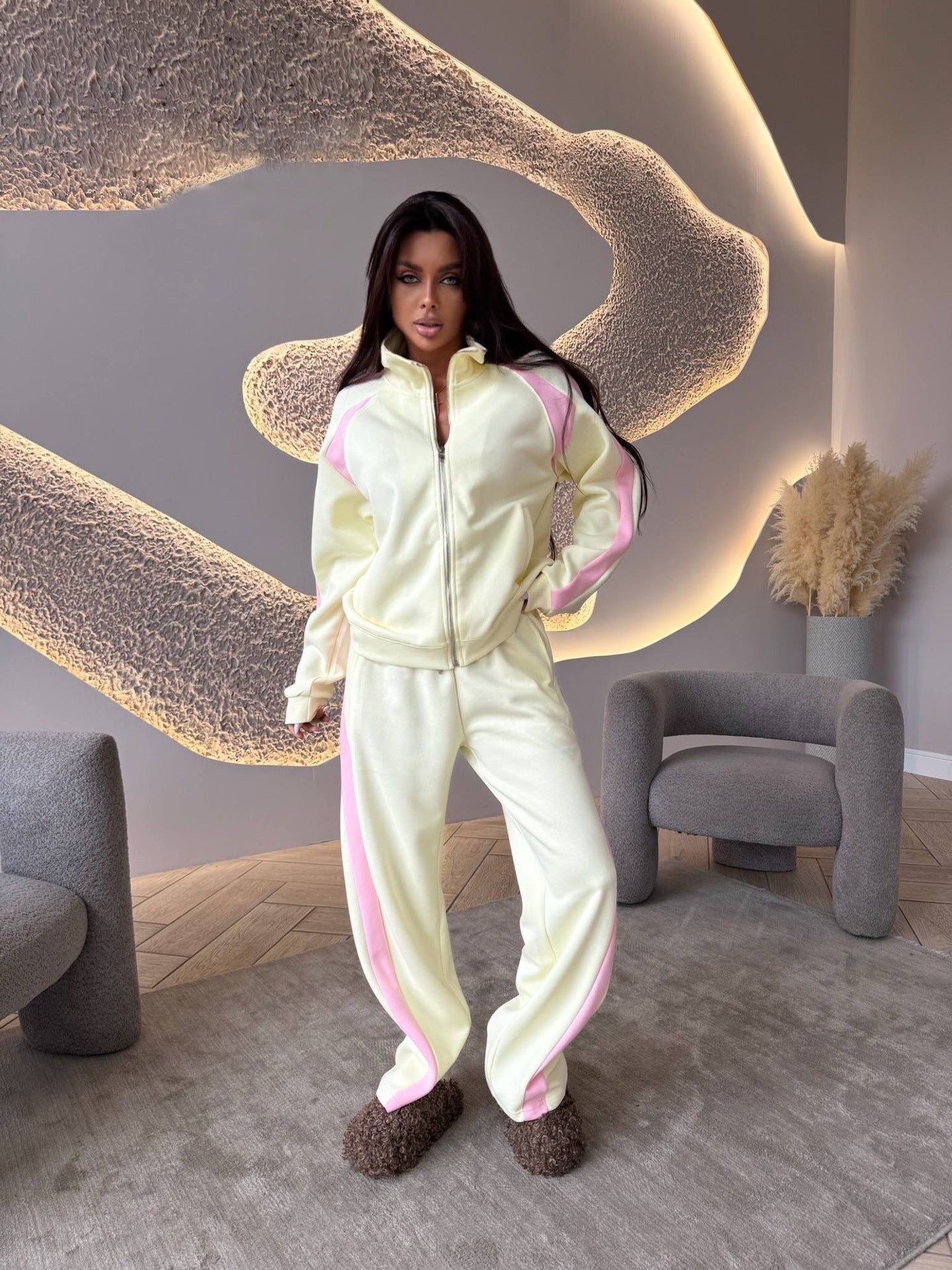 Damen Sportliches Komplett-Set Weites Design Reißverschluss Norvielle