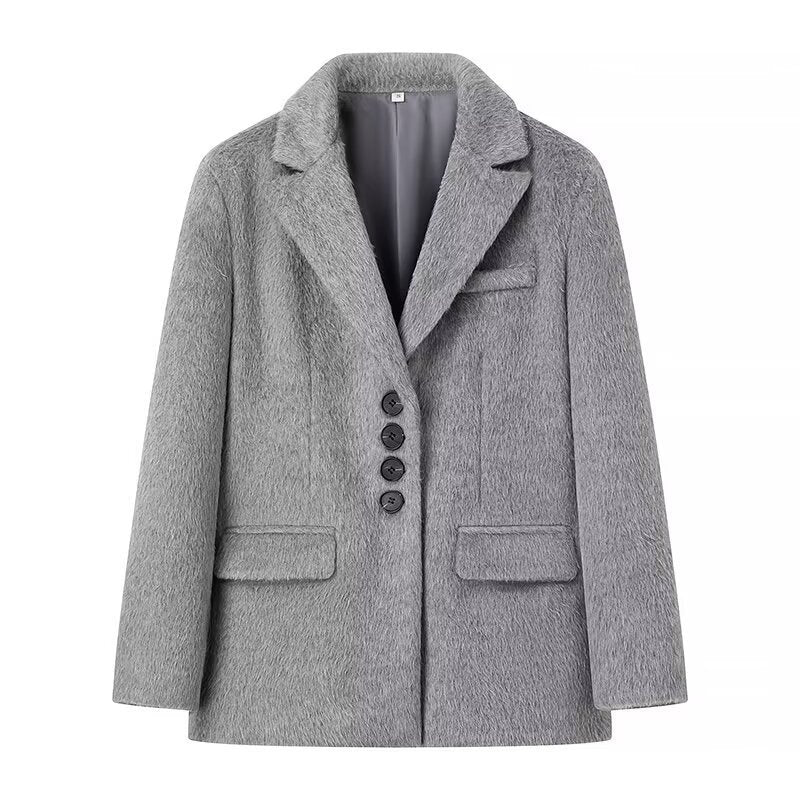 Damen Teddyblazer Elegante Knopfleiste Norvielle