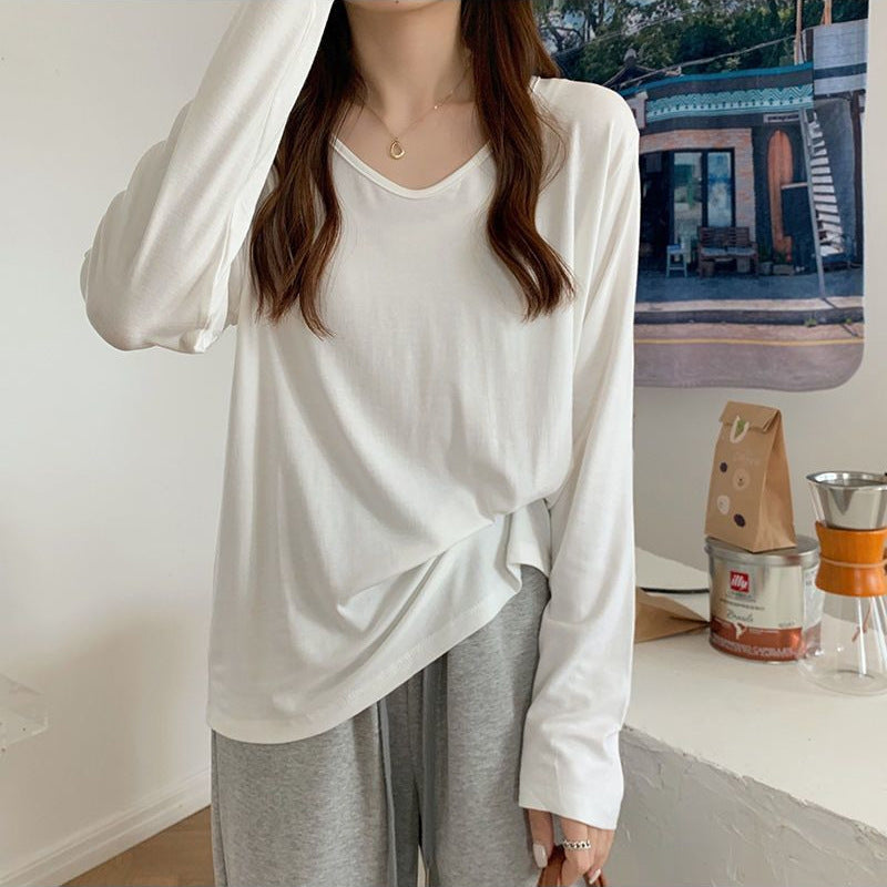 Damen Langarmshirt V-Ausschnitt Komfortschnitt Norvielle