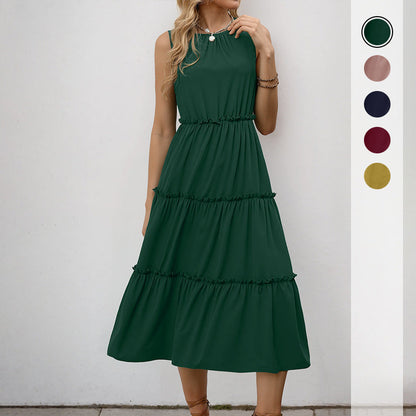 Damen Maxikleid Rüschendetails Elastischer Taillenzug - Norvielle