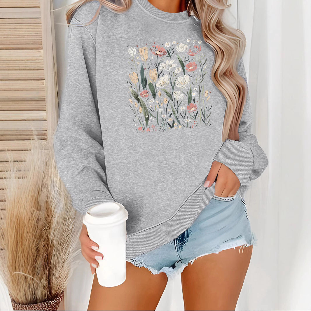 Damen Sweatshirt Floralmuster Lässiger Schnitt Norvielle - Norvielle