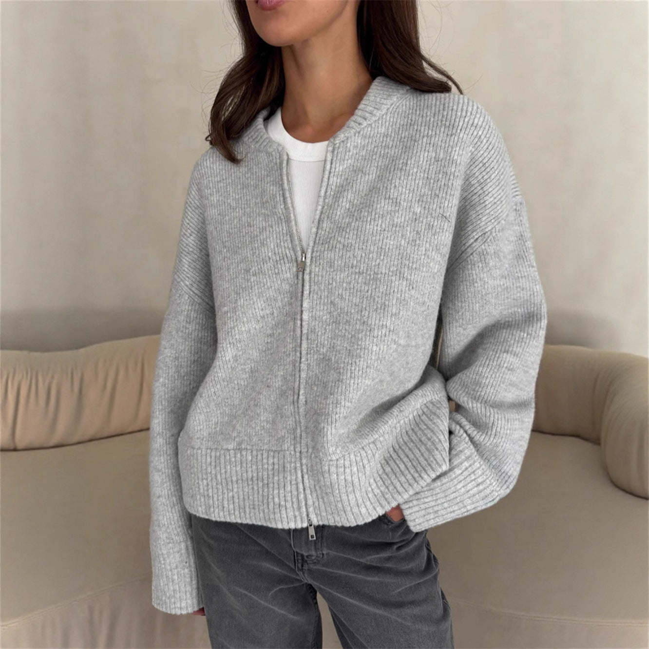 Damen Strickpullover Lässig Reißverschluss Norvielle - Norvielle