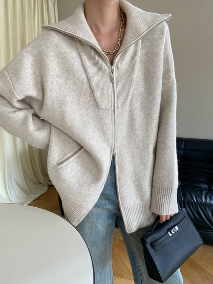 Damen Strickjacke Mit Hochem Kragen Und Taschen Norvielle