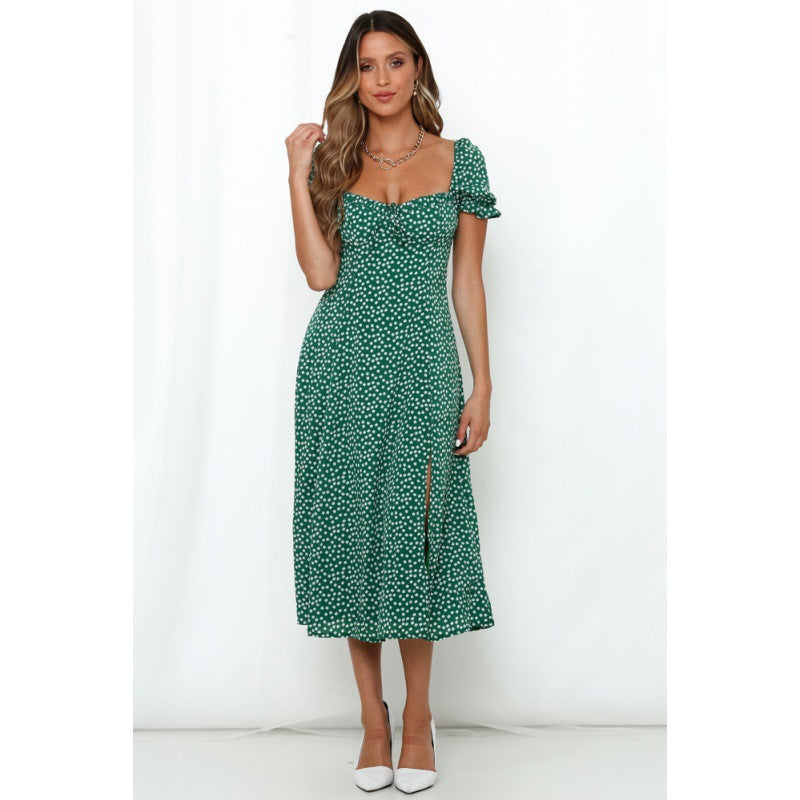 Damen Midi-Kleid Blumenmuster mit seitlichem Schlitz