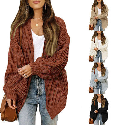 Damen Grobstrickjacke Lässiger Schnitt Überschnittene Schultern - Norvielle