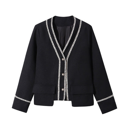 Damen Cardigan Elegantes Design Kontrastdetails Beige