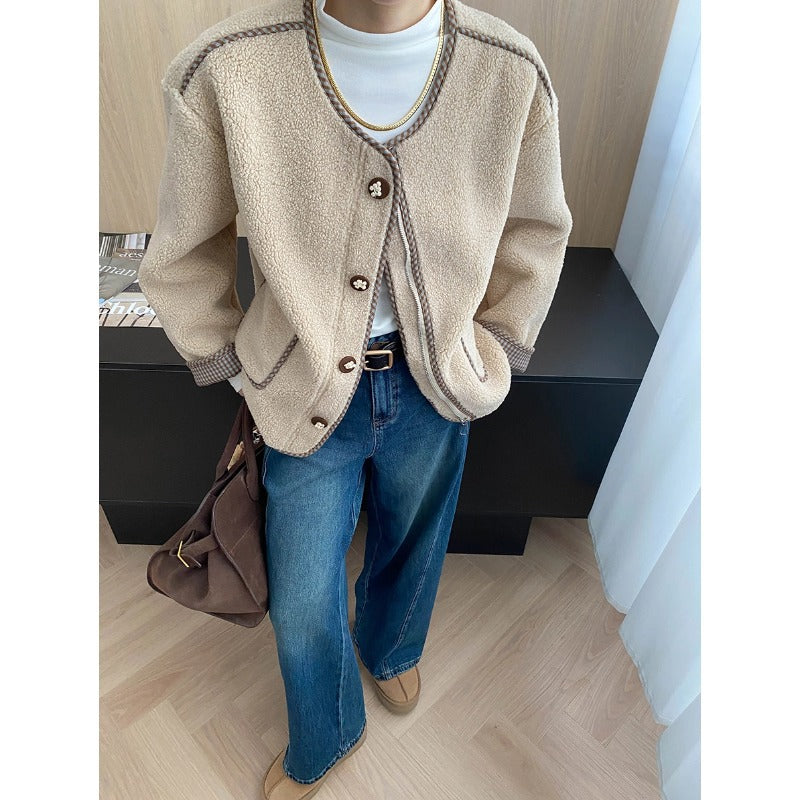 Damen Strickjacke Dekorative Knöpfe Taschen Norvielle