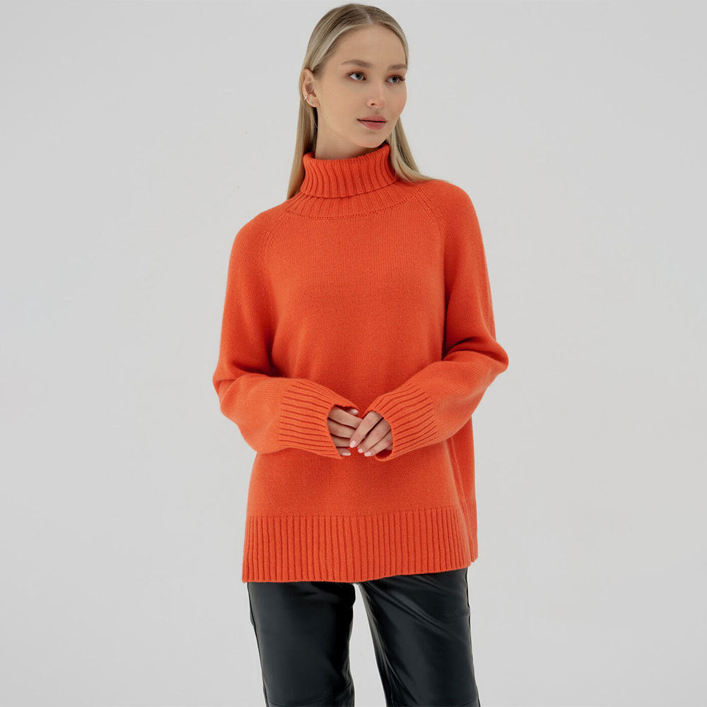 Damen Strickpullover Hochkragen Lässig Norvielle