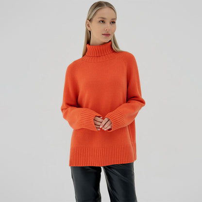 Damen Strickpullover Hochkragen Lässig Norvielle