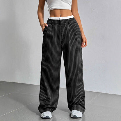 Damen Hochwasserhose Klassisch Schräge Taschen Norvielle