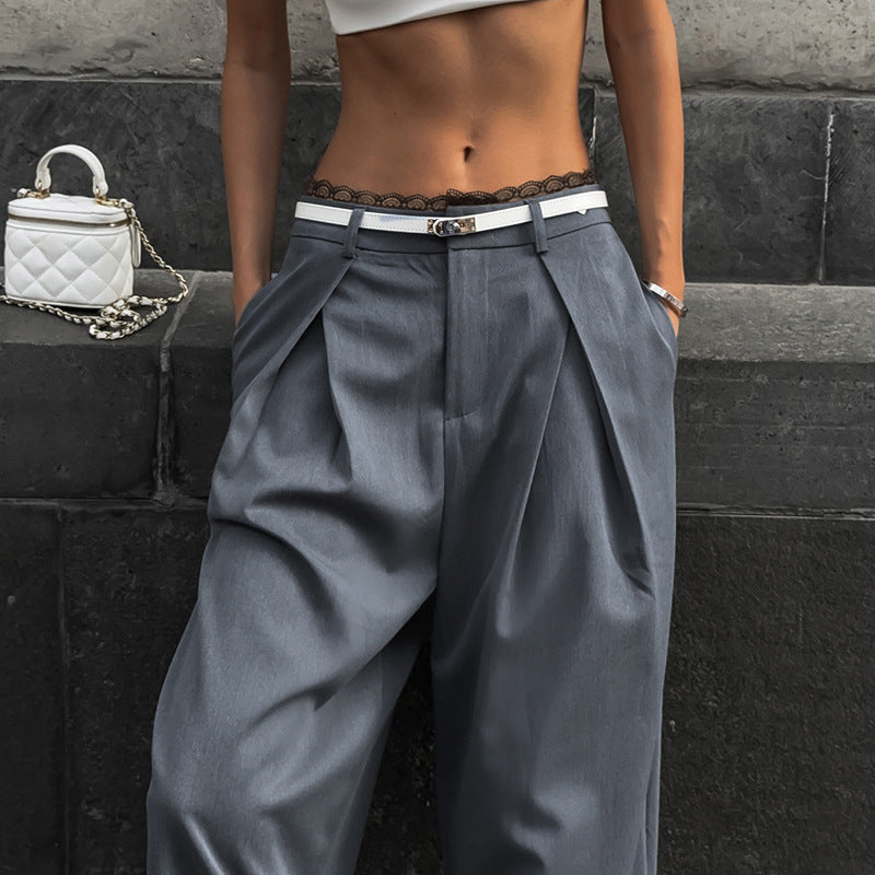 Damenhosen Hohe Taille Spitzenbund