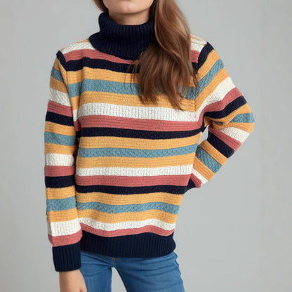Damen Rollkragenpullover Gestreift Weich Norvielle - Norvielle