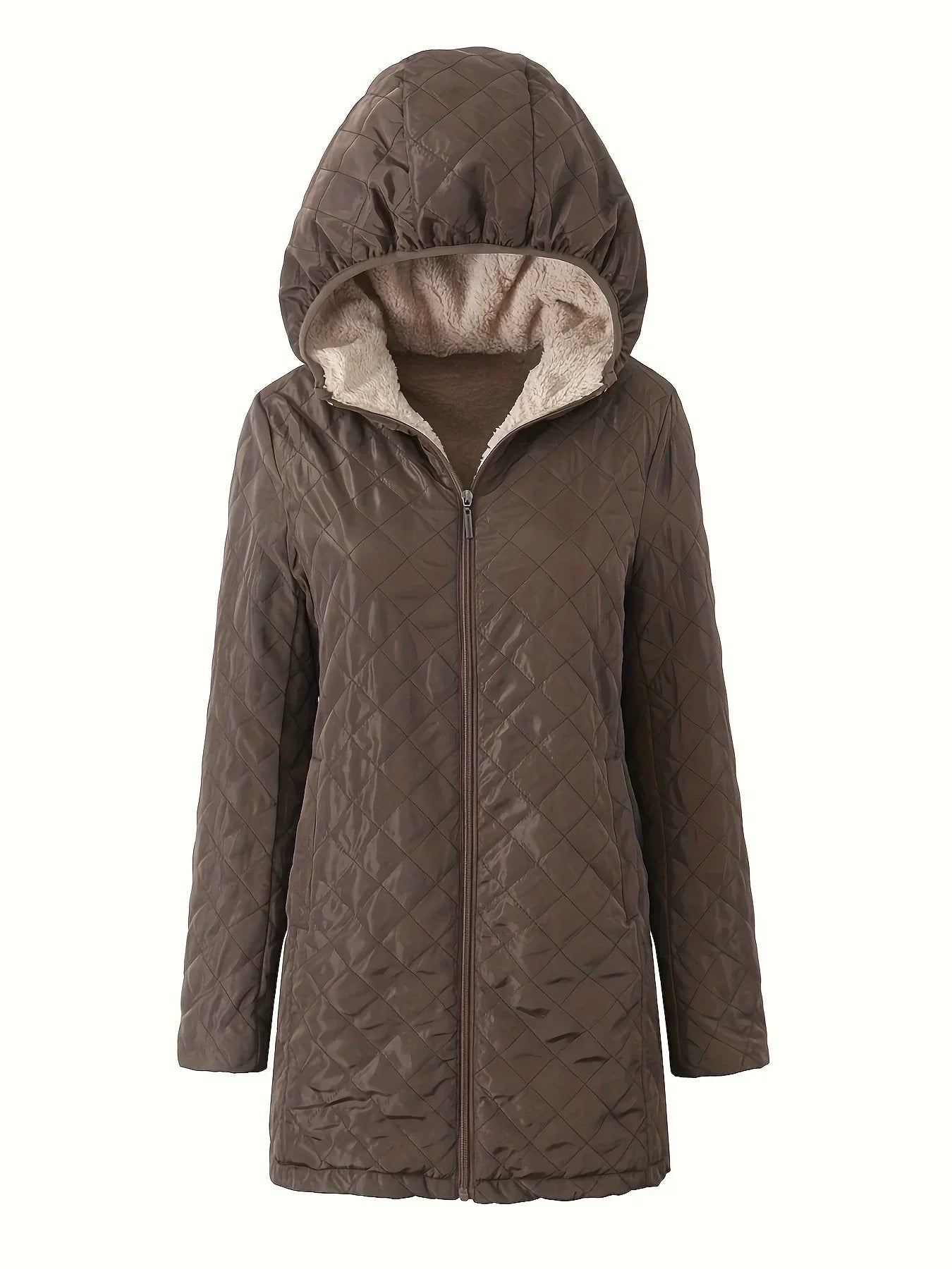 Damen Steppjacke mit Kapuze Fleecefutter Relaxed Fit