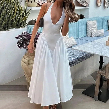 Damen Abendkleid V-Ausschnitt Weit Rock Norvielle